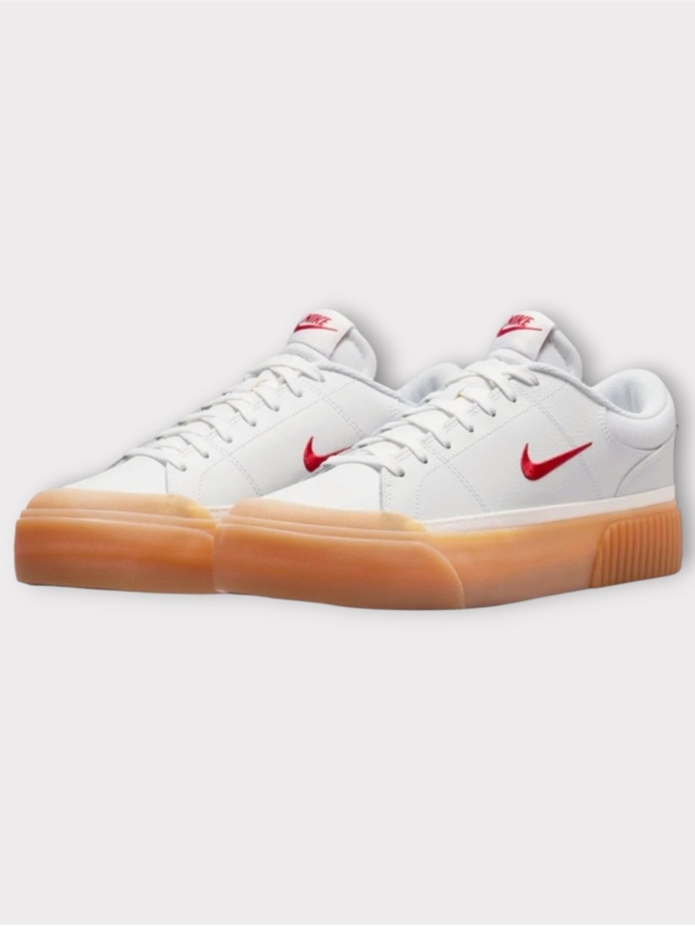 NIKE Court Legacy Lift Sneakers White/Red Gum Sole - Size 8.5 - NEW IN BOX